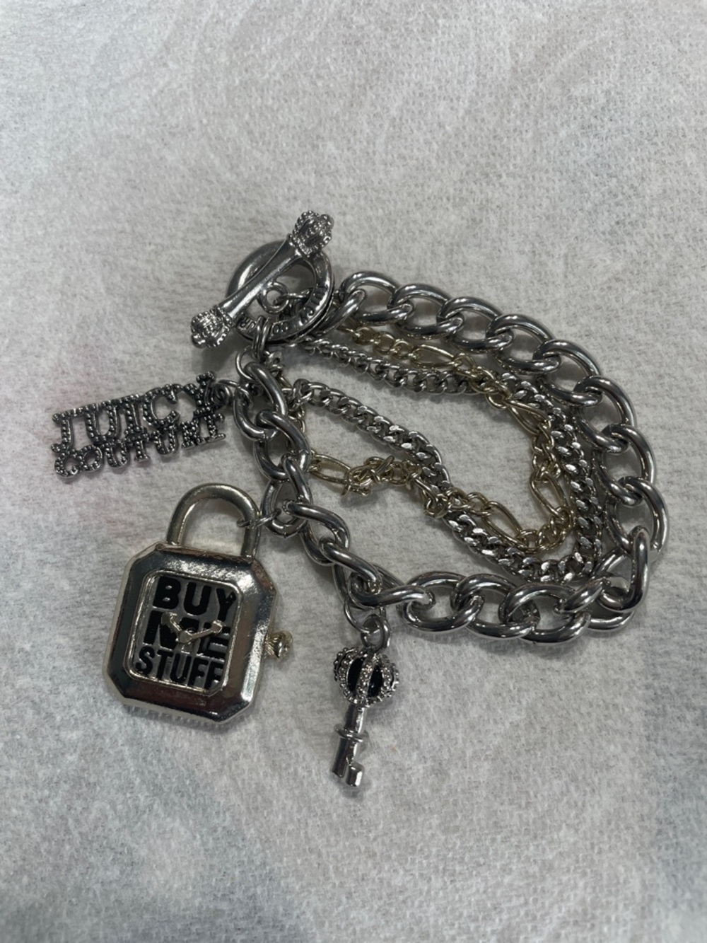 Juicy Couture Rare Bracelet with 'BUY MORE STUFF' Lock Charm - Picture 7 of 7